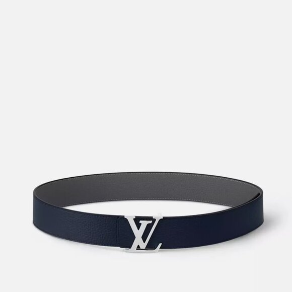 NEW Louis Vuitton LV Initiales Taurillon 40mm Reversible Belt Navy Gray 85cm - Picture 5 of 9